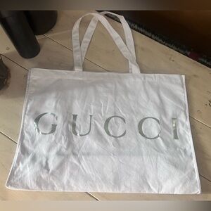 Gucci White Cotton Promo Bag with Logo